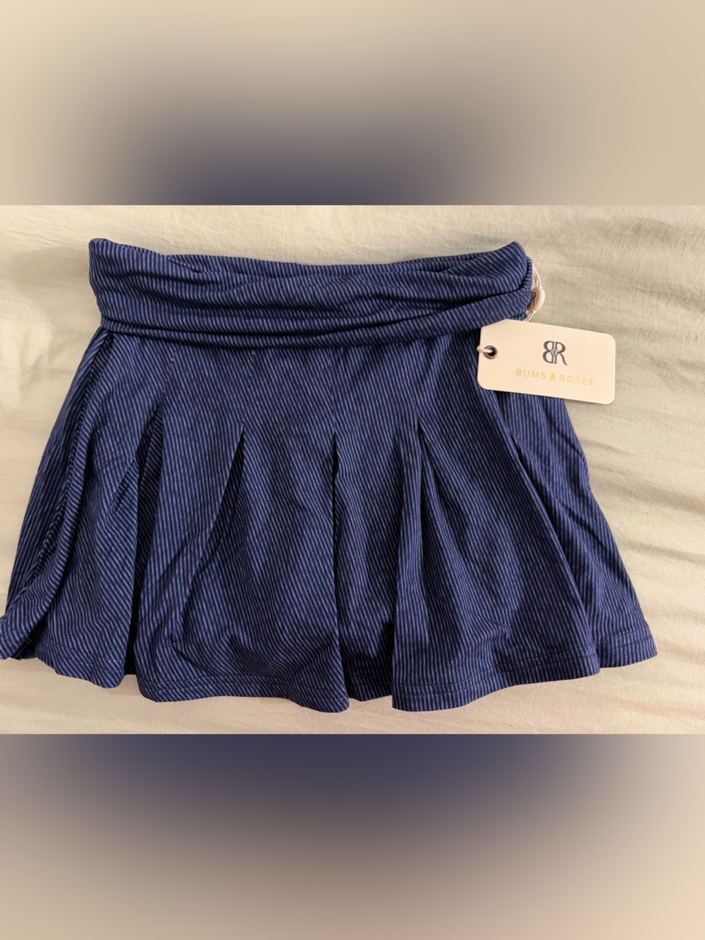 Bums & Roses Navy Girls Pleated Skort with Fold-Over Waistband